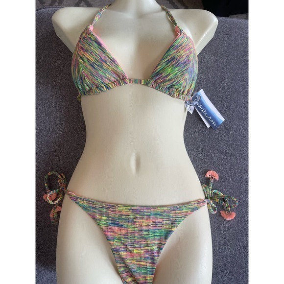 Isabella Rose 2 Piece Bikini Bondi Side Tie Bottoms and Triangle Top Size Small - Picture 5 of 7